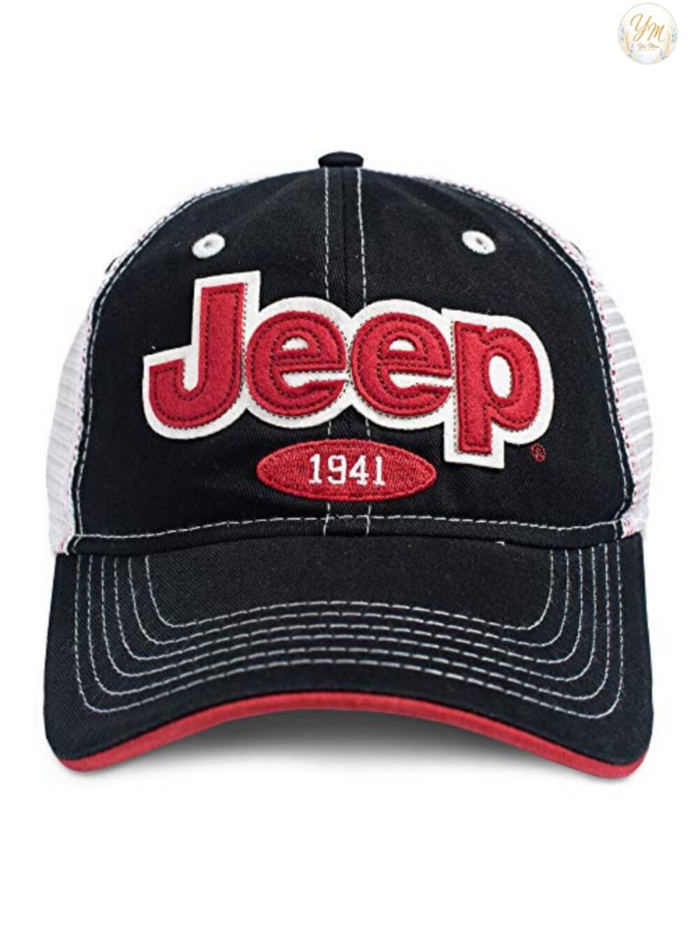 Felt Applique Trucker Hat with 1941 Embroidered Logo, Adjustable Snapback, Mesh